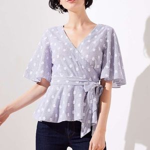 LOFT Stripe & Dot Wrap Top